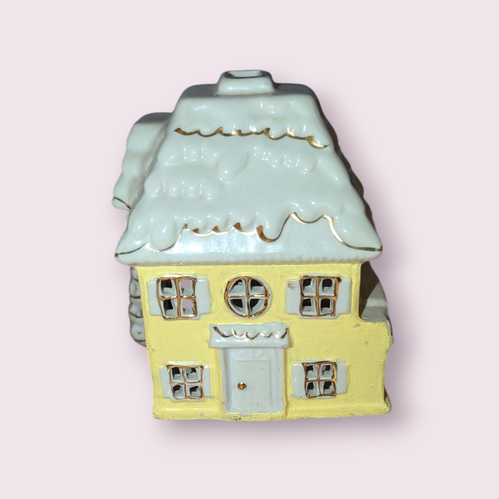 SOLD. Vintage Victorian Home Christmas Cottage Tealight Candle Holder - Picture 3 of 5